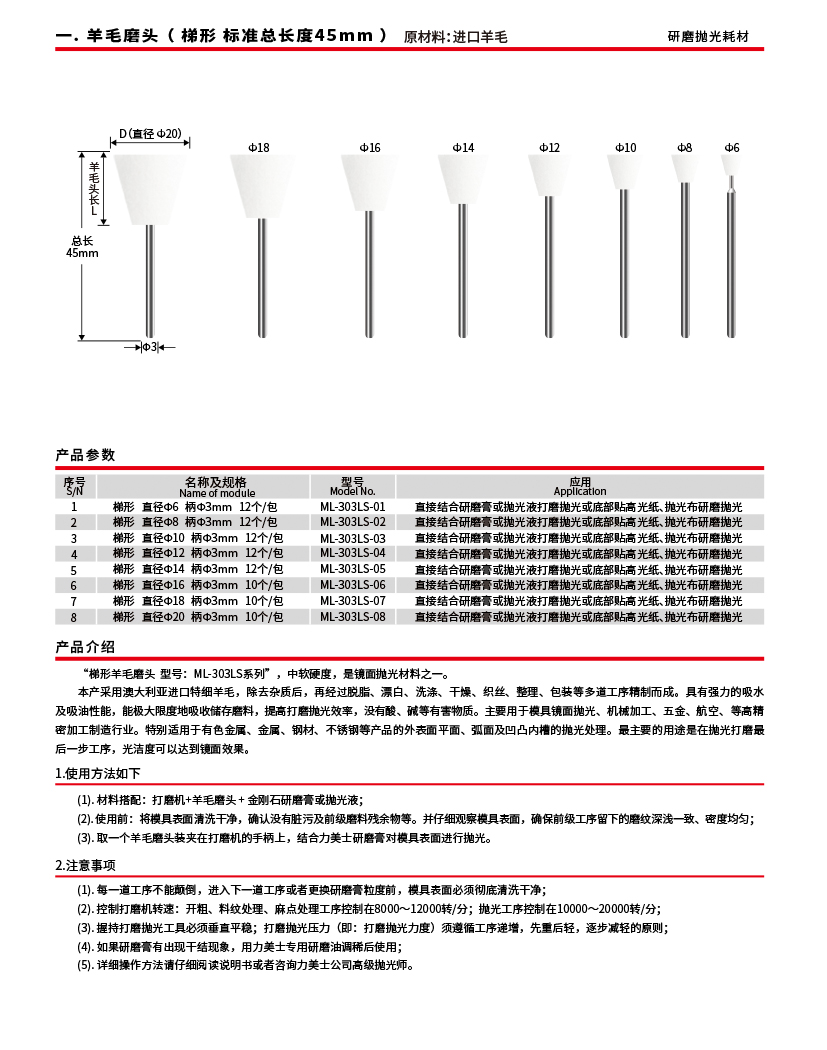 羊毛磨头（梯形）